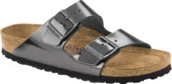 Birkenstock Arizona Soft Footbed 38 Birkenstock Arizona Soft Footbed -Englin's fine footwear birkenstock arizona soft footbed metallic anthracite leather 100029 79746.1700929797