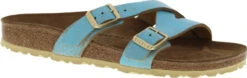 Birkenstock Women's Yao -Englin's fine footwear birkenstock womens yao washed metallic aqua leather 1014191 04369.1553730827