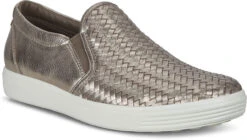 ECCO Women's Soft 7 Woven II Slip-On -Englin's fine footwear ecco womens soft 7 woven 2 slip on stone metallic 47011351147 37769.1702004511