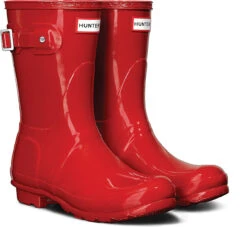 Hunter Women's Original Short Gloss Rain Boot -Englin's fine footwear hunter womens original short gloss military red wfs1000rgl mlr 29944.1536966688
