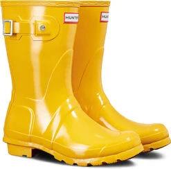 Hunter Women's Original Short Gloss Rain Boot -Englin's fine footwear hunter womens original short gloss yellow wfs1000rgl ryl 88729.1536966688