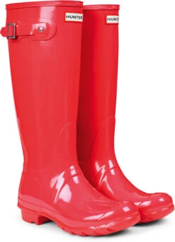Hunter Women's Original Tall Gloss Rain Boot -Englin's fine footwear hunter womens original tall gloss rain boot bright coral wft1000rgl bco 91602.1536967724